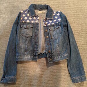 Topshop Moto Jean Jacket with American flag print